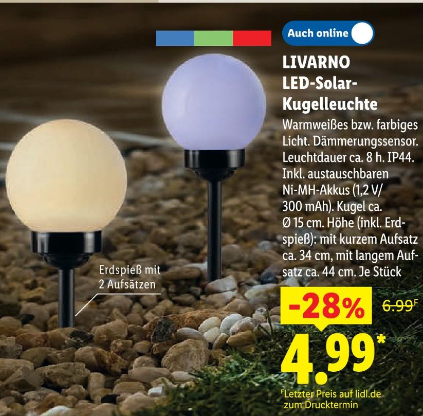 LED-Solar-Kugelleuchte von LIVARNO im aktuellen Lidl Prospekt